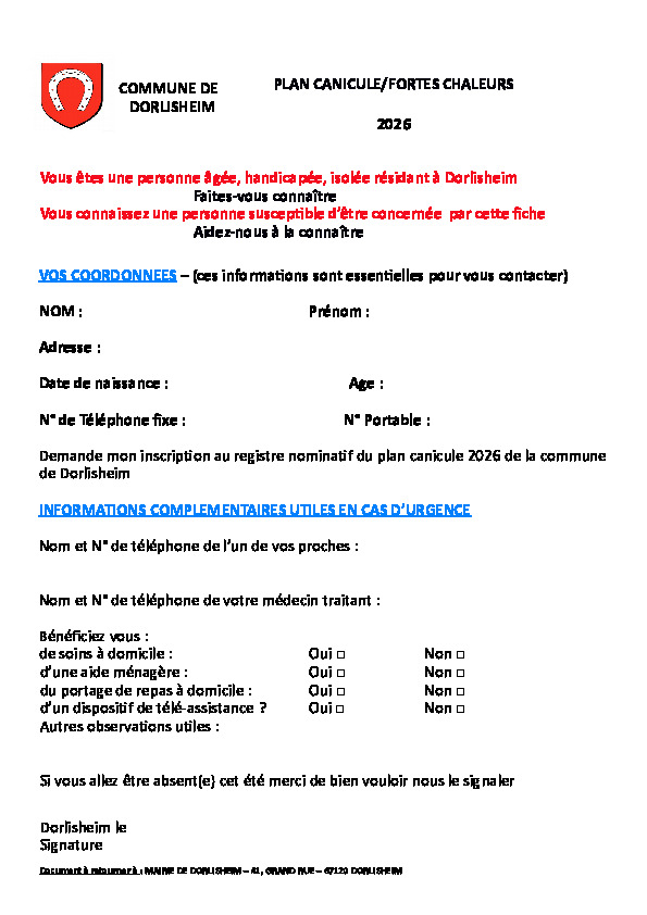 PLAN CANICULE / FORTES CHALEURS 2026